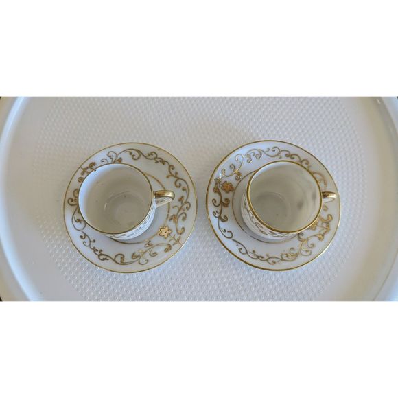 Hand Painted set of 2 expresso cups and saucers - Picture 11 of 13